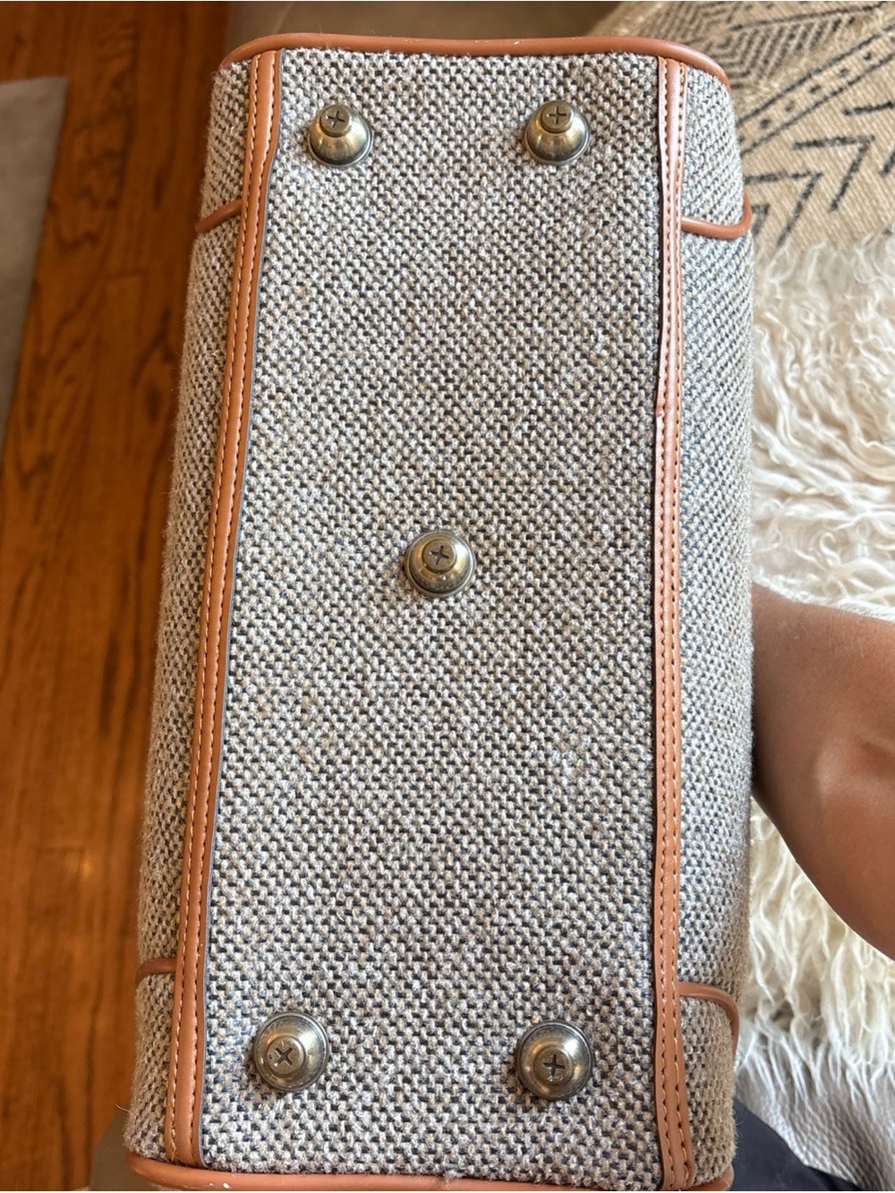 Vintage Ricardo Beverly Hills Tweed & Leather Weekender bag quiet luxury - Picture 5 of 9